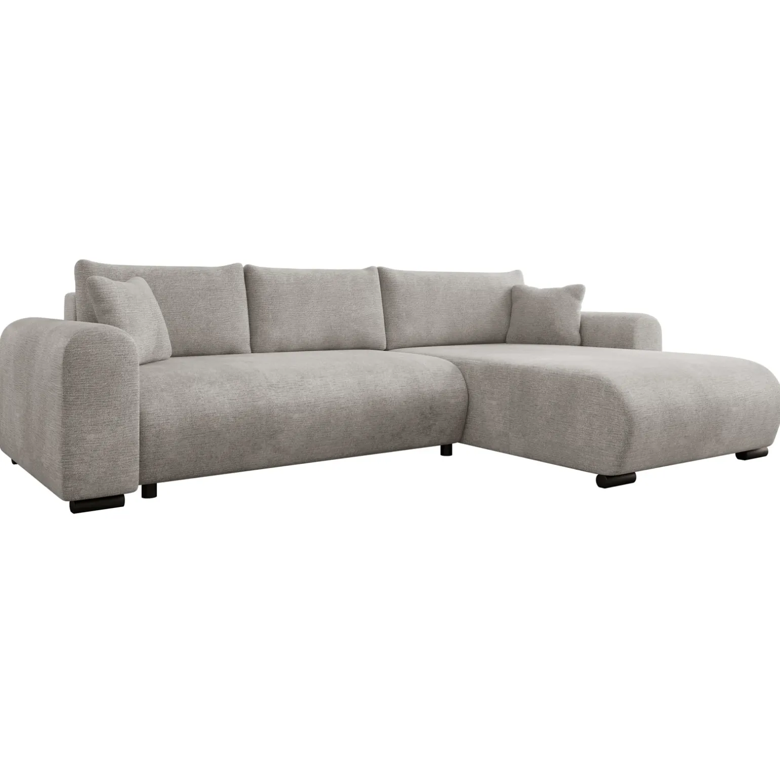 Divano letto angolare 4 posti 285x188cm con contenitore imbottito tessuto grigio Soft