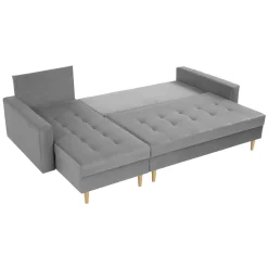Divano letto angolare 3 posti 231x147cm con box contenitore grigio Venezia