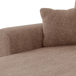 Divano letto angolare 4 posti 285x188cm con contenitore tessuto bouclé marrone chiaro Soft