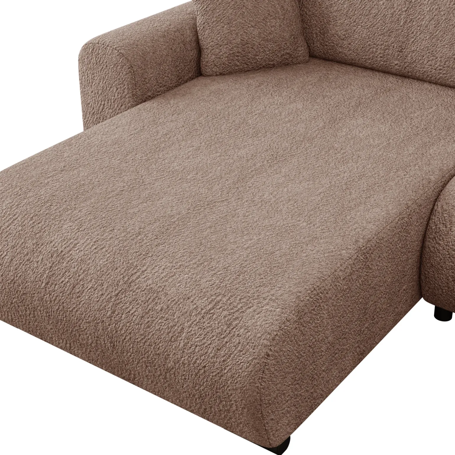 Divano letto angolare 4 posti 285x188cm con contenitore tessuto bouclé marrone chiaro Soft
