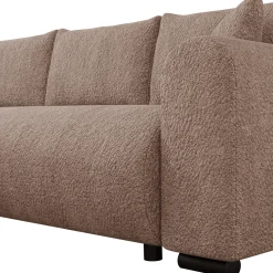 Divano letto angolare 4 posti 285x188cm con contenitore tessuto bouclé marrone chiaro Soft