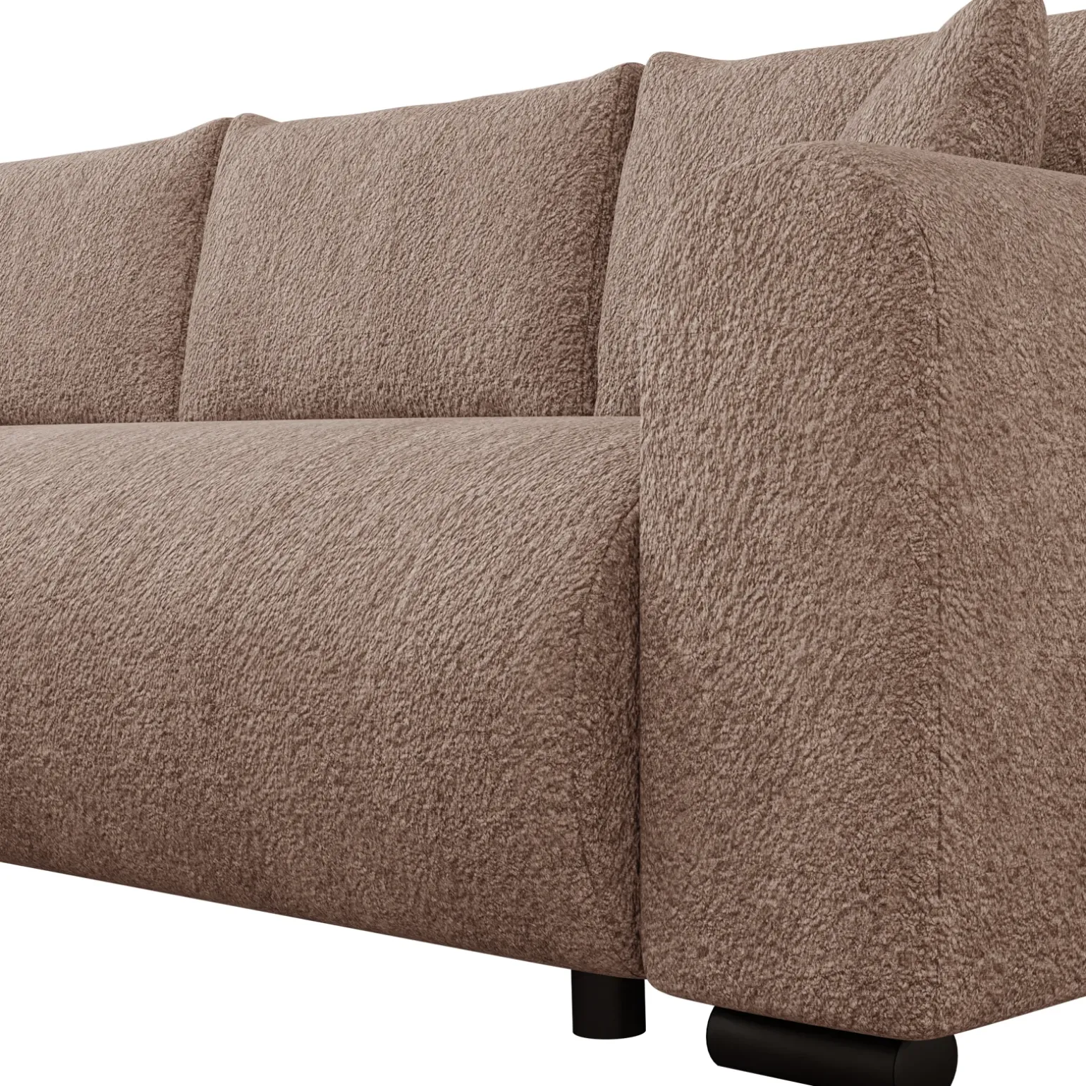 Divano letto angolare 4 posti 285x188cm con contenitore tessuto bouclé marrone chiaro Soft