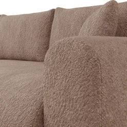 Divano letto angolare 4 posti 285x188cm con contenitore tessuto bouclé marrone chiaro Soft