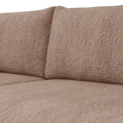 Divano letto angolare 4 posti 285x188cm con contenitore tessuto bouclé marrone chiaro Soft