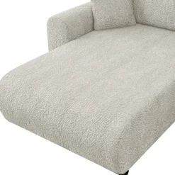 Divano letto angolare 4 posti 285x188cm con contenitore tessuto bouclé beige chiaro Soft