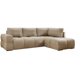 Divano letto angolare 3 posti 267x185cm box contenitore beige sabbia Sottovoce