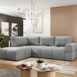 Divano letto angolare 3 posti 267x185cm box contenitore grigio Sottovoce