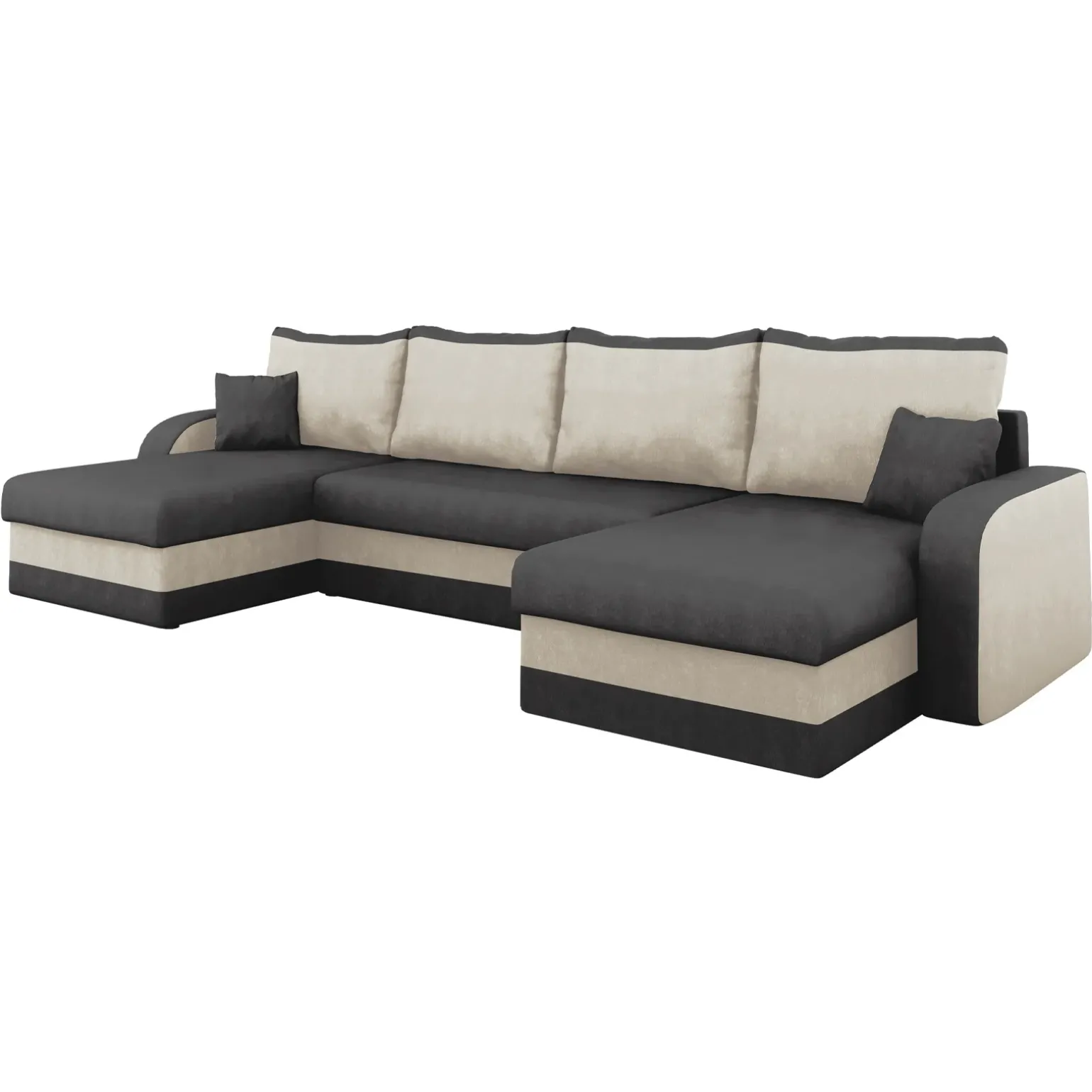 Divano letto angolare 5 posti 304cm contenitore grigio écru Assunta