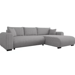 Divano letto angolare 4 posti 285x188cm con contenitore tessuto velluto a coste grigio Soft