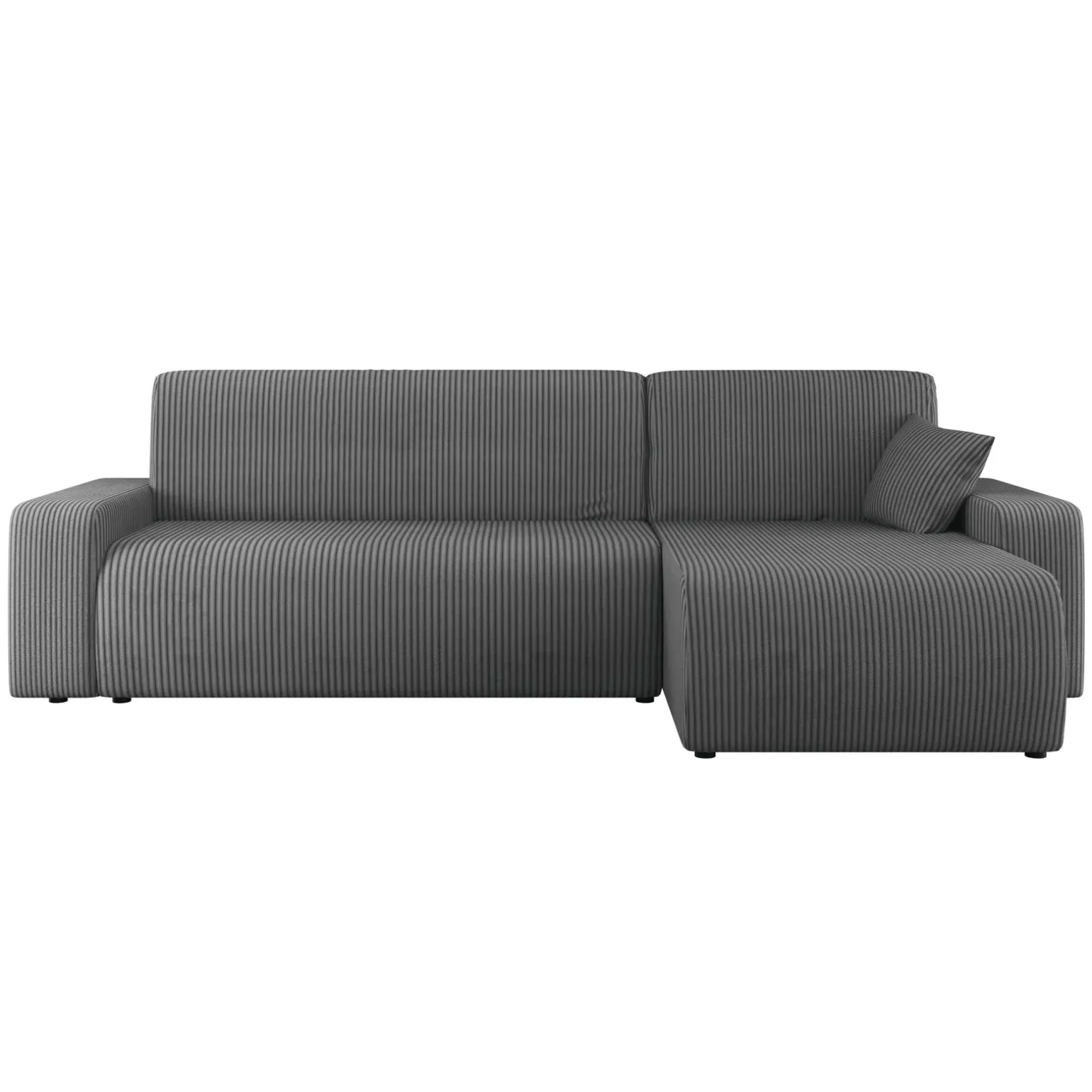 Divano letto angolare 3 posti 244x145cm con contenitore a coste antracite Slurp