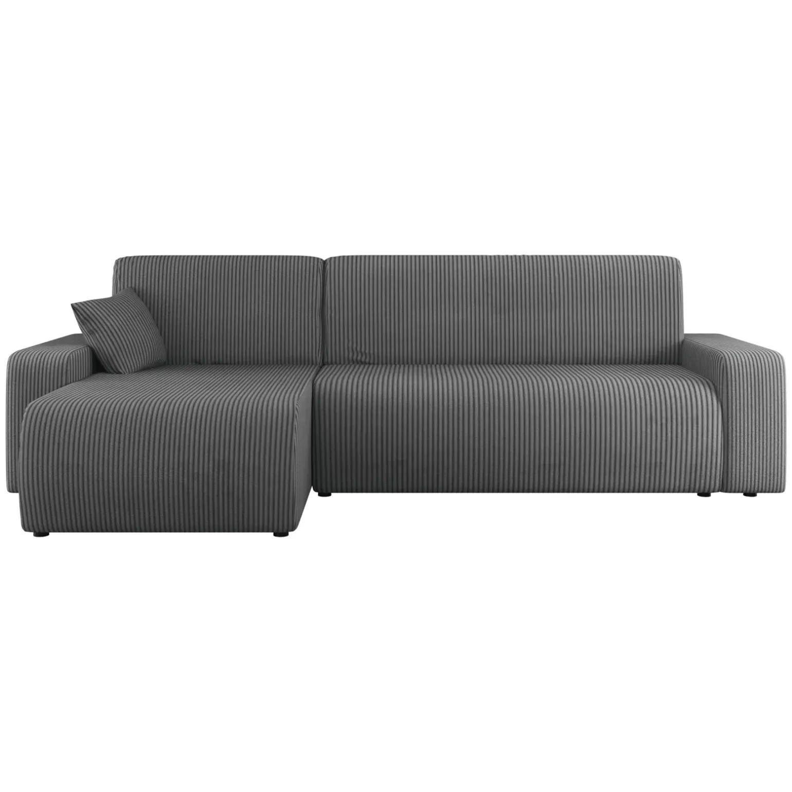 Divano letto angolare 3 posti 244x145cm con contenitore a coste antracite Slurp