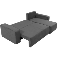 Divano letto angolare 3 posti 244x145cm con contenitore a coste antracite Slurp