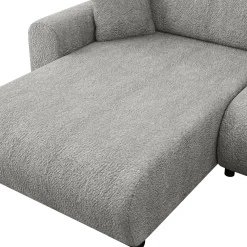Divano letto angolare 4 posti 285x188cm con contenitore tessuto bouclé grigio chiaro Soft