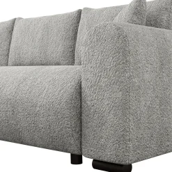 Divano letto angolare 4 posti 285x188cm con contenitore tessuto bouclé grigio chiaro Soft