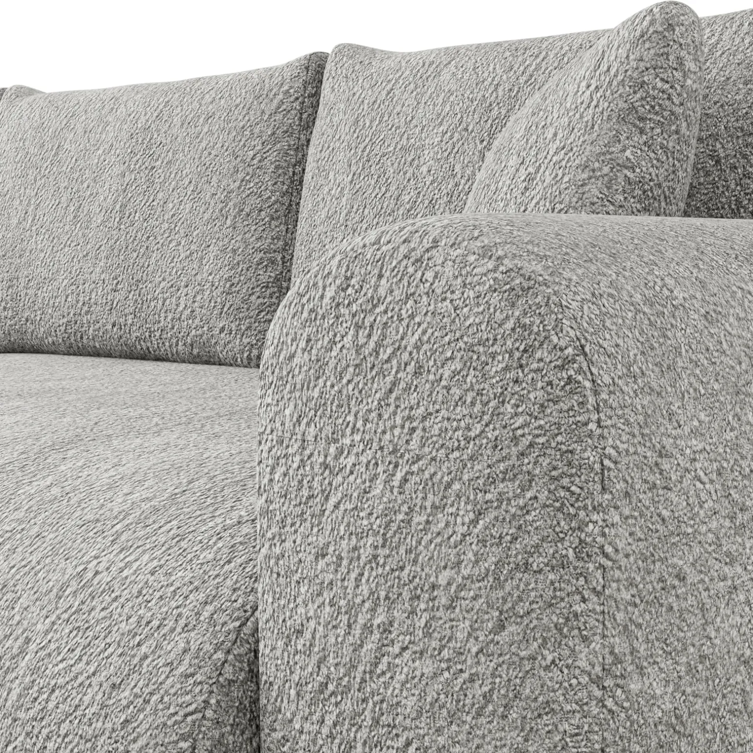 Divano letto angolare 4 posti 285x188cm con contenitore tessuto bouclé grigio chiaro Soft