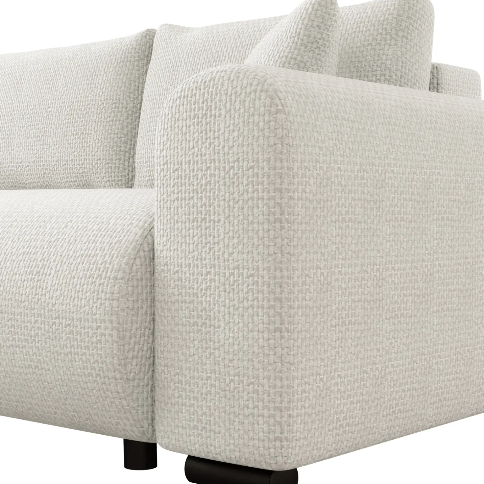 Divano letto angolare 4 posti 285x188cm con contenitore a trama spessa bianco Soft
