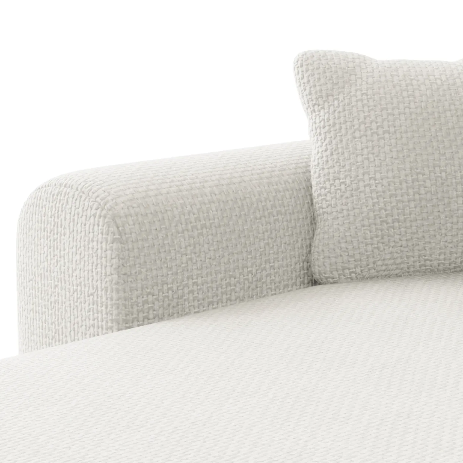 Divano letto angolare 4 posti 285x188cm con contenitore a trama spessa bianco Soft