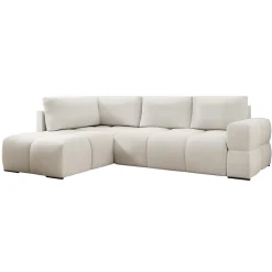 Divano letto angolare 3 posti 267x185cm box contenitore bianco perla Sottovoce