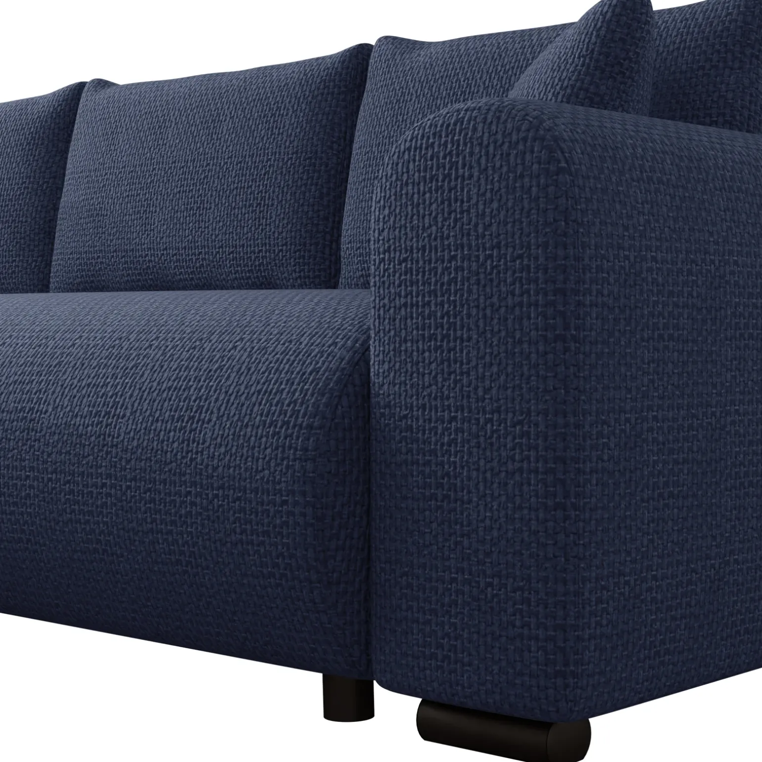 Divano letto angolare 4 posti 285x188cm con contenitore a trama spessa blu Soft