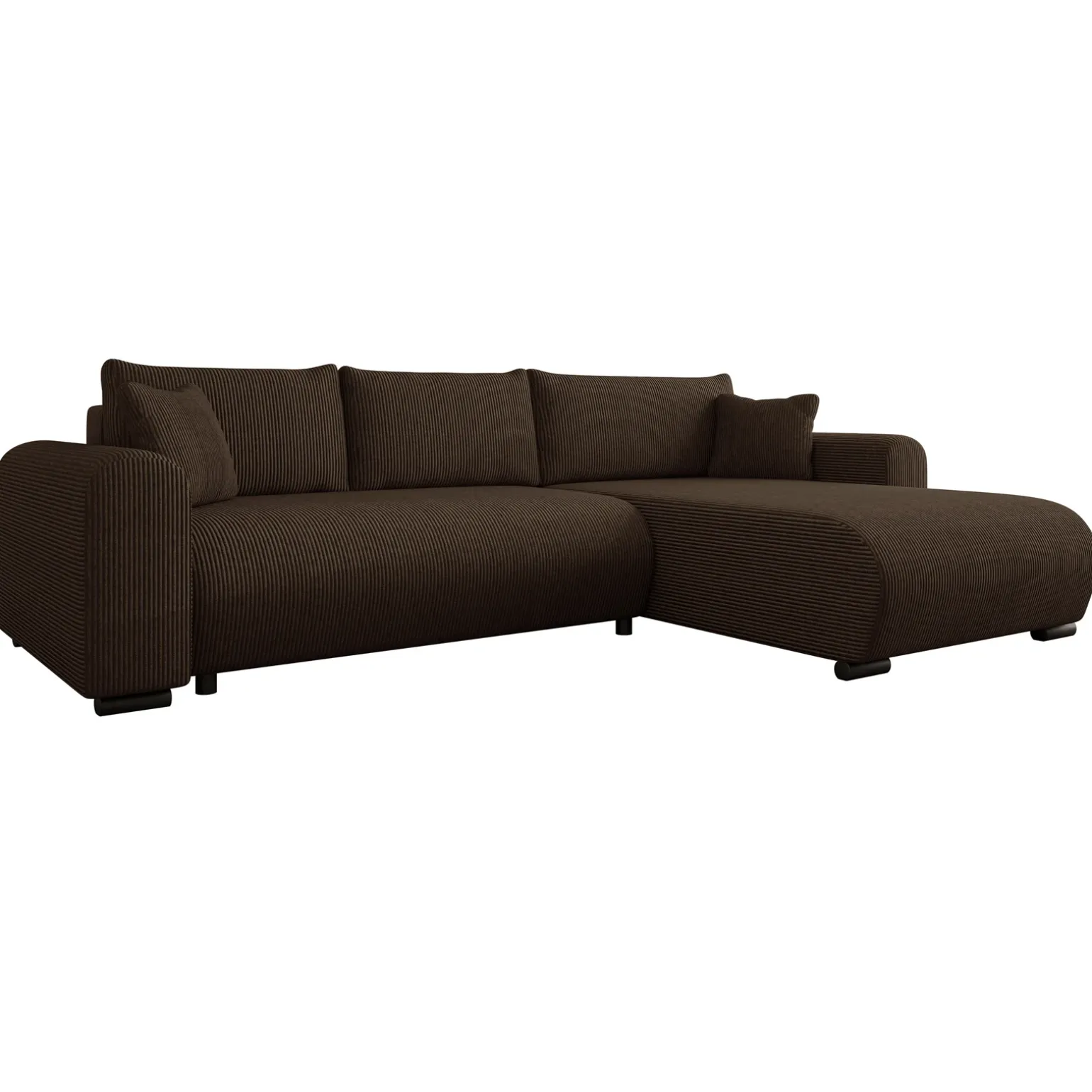 Divano letto angolare 4 posti 285x188cm con contenitore tessuto velluto a coste marrone scuro Soft