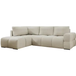 Divano letto angolare 3 posti 267x185cm box contenitore beige Sottovoce