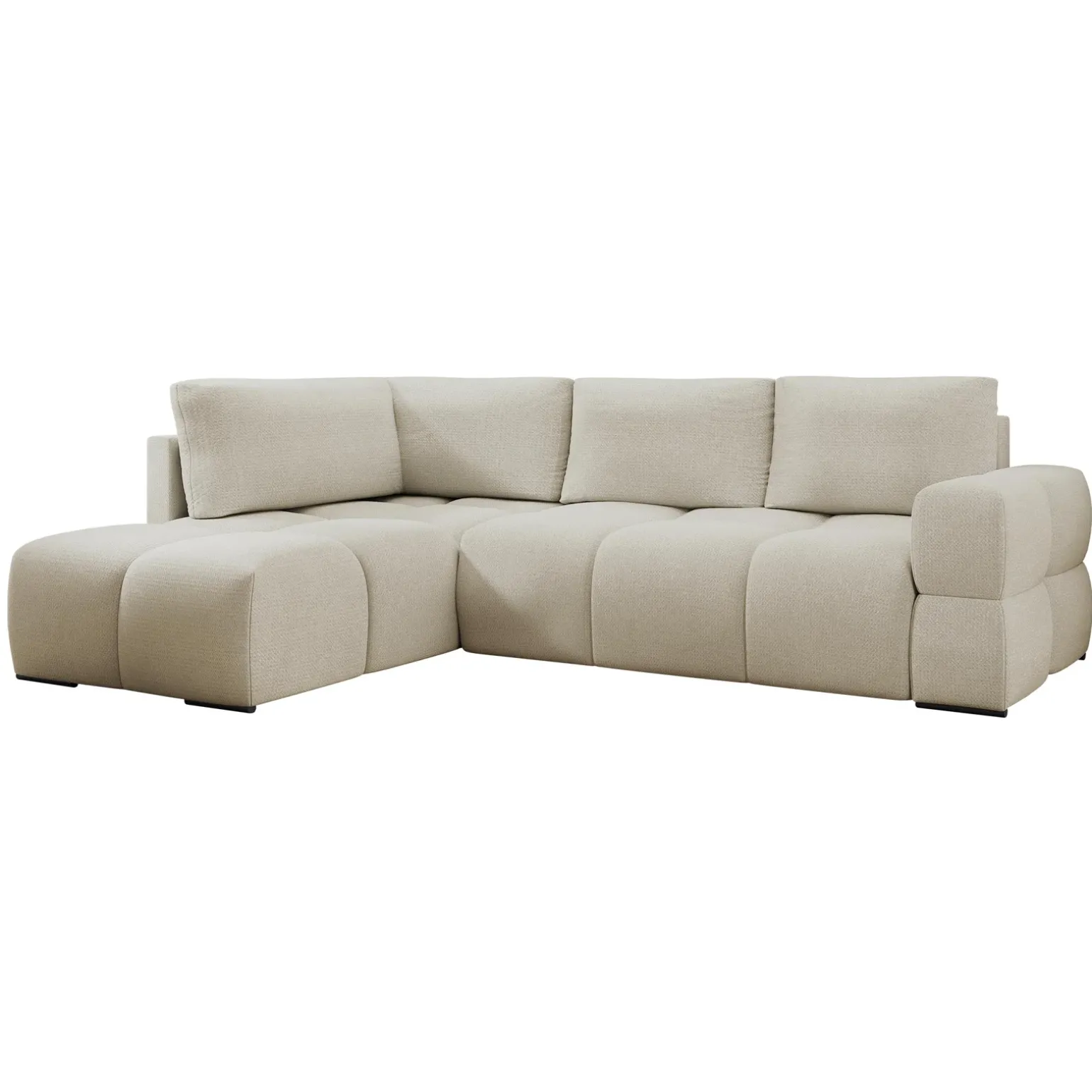 Divano letto angolare 3 posti 267x185cm box contenitore beige Sottovoce