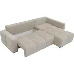 Divano letto angolare 3 posti 267x185cm box contenitore beige Sottovoce