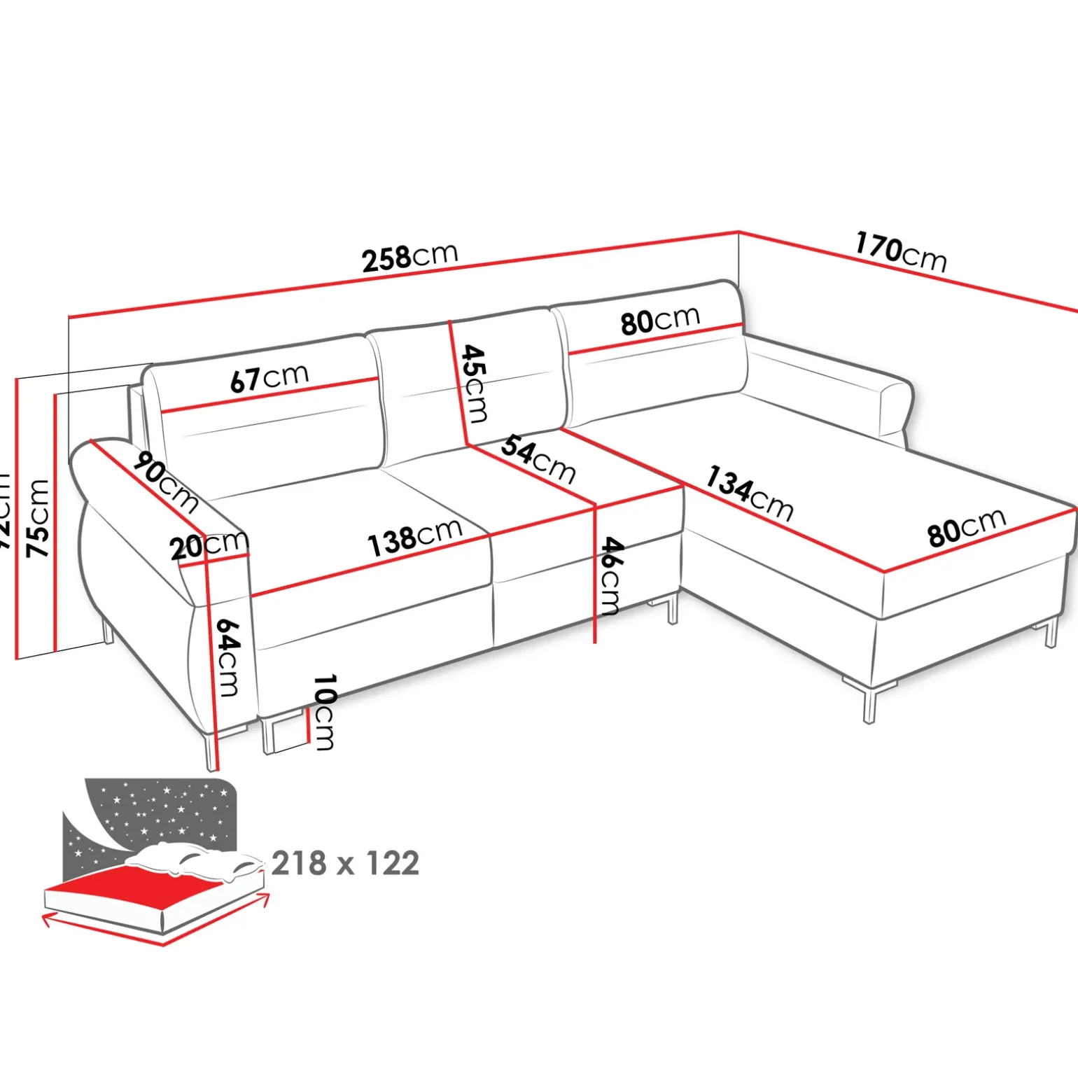 Divano letto angolare 3 posti 258x170 cm con box contenitore imbottito beige chiaro nero Velissa