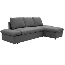 Divano letto angolare 3 posti 260x148cm con contenitore antracite Arturo