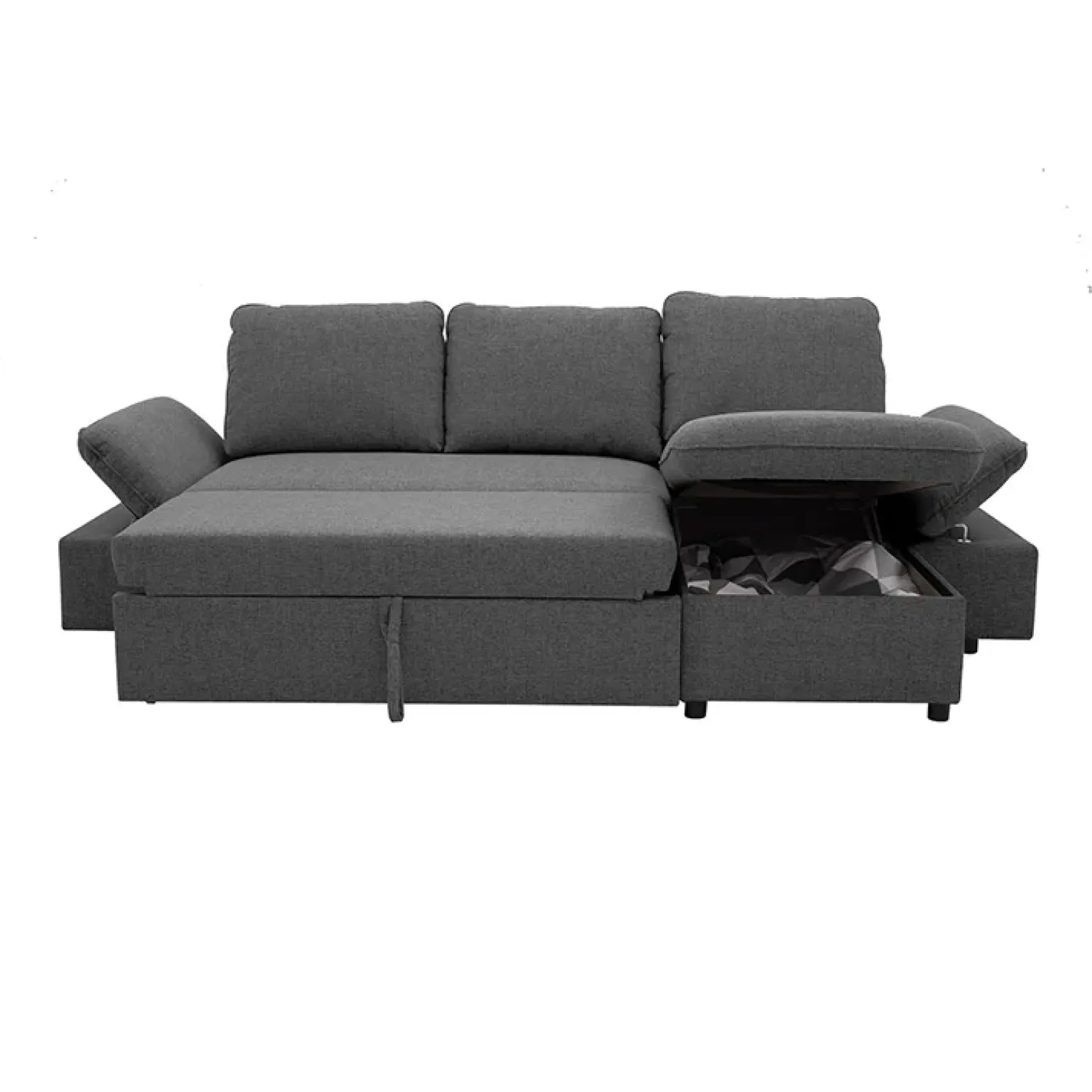 Divano letto angolare 3 posti 260x148cm con contenitore antracite Arturo