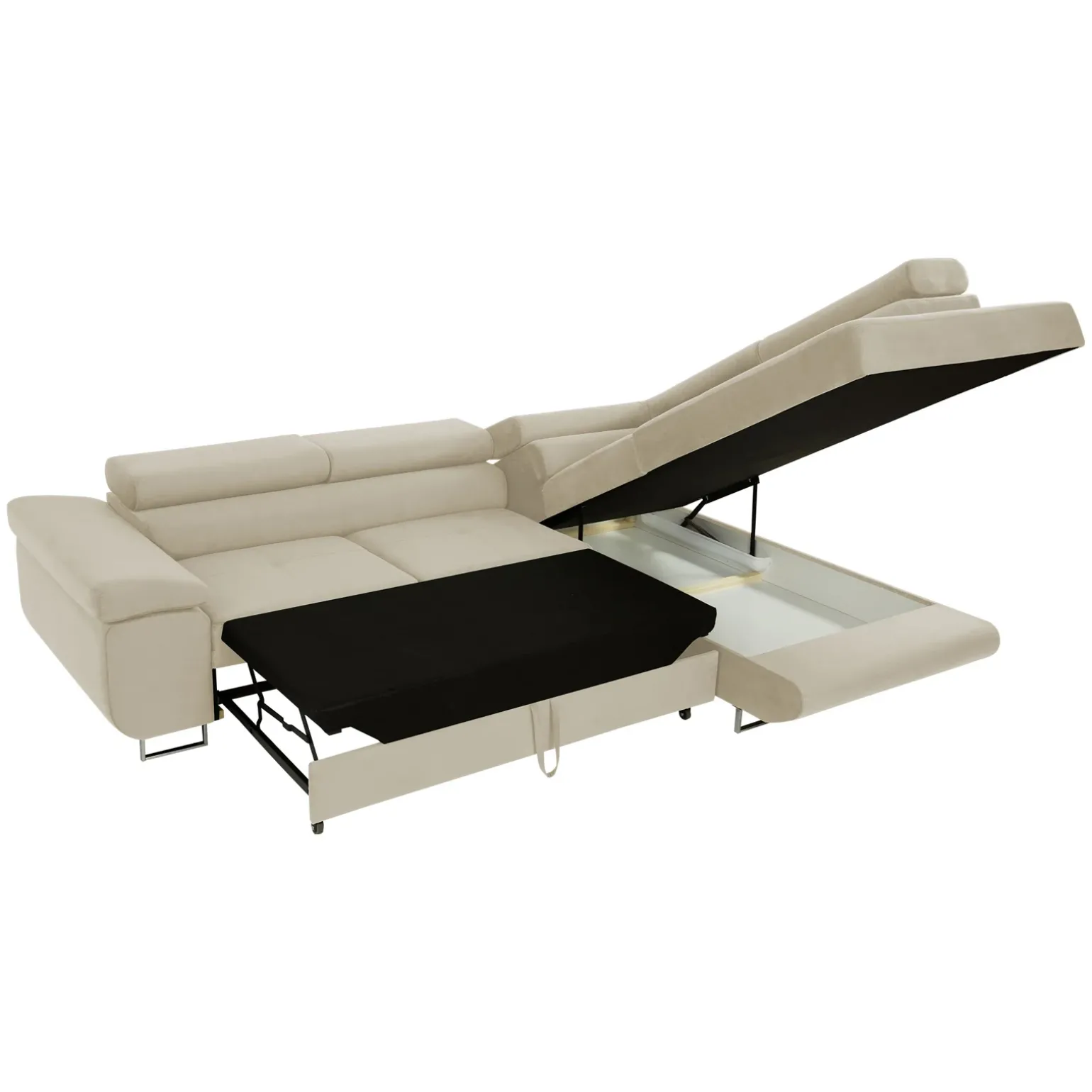 Divano letto angolare destra imbottito 274x203cm beige Bormio