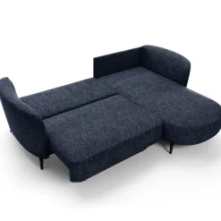 Divano letto angolare destra 3 posti 260x180cm tessuto bouclè blu Repose