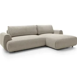 Divano letto angolare destra 3 posti 270x167cm tessuto beige Cloudify