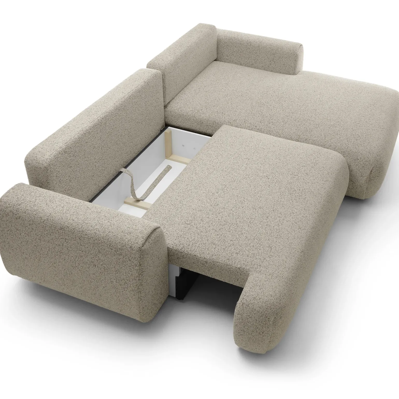 Divano letto angolare destra 3 posti 270x167cm tessuto beige Cloudify