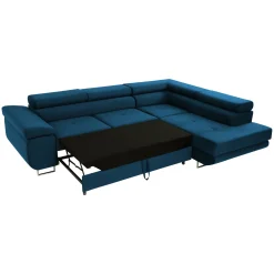 Divano letto angolare destra imbottito 274x203cm blu Bormio