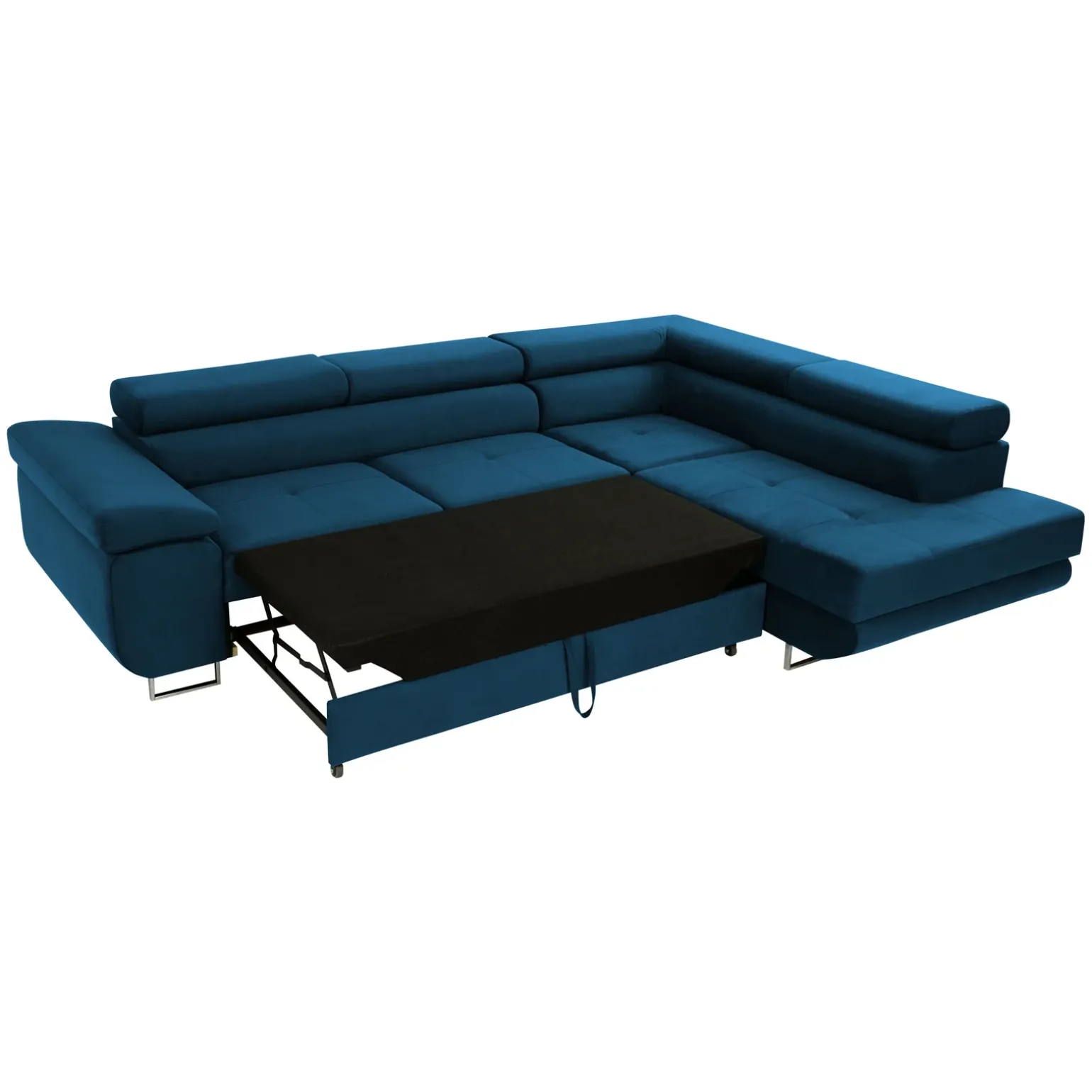 Divano letto angolare destra imbottito 274x203cm blu Bormio