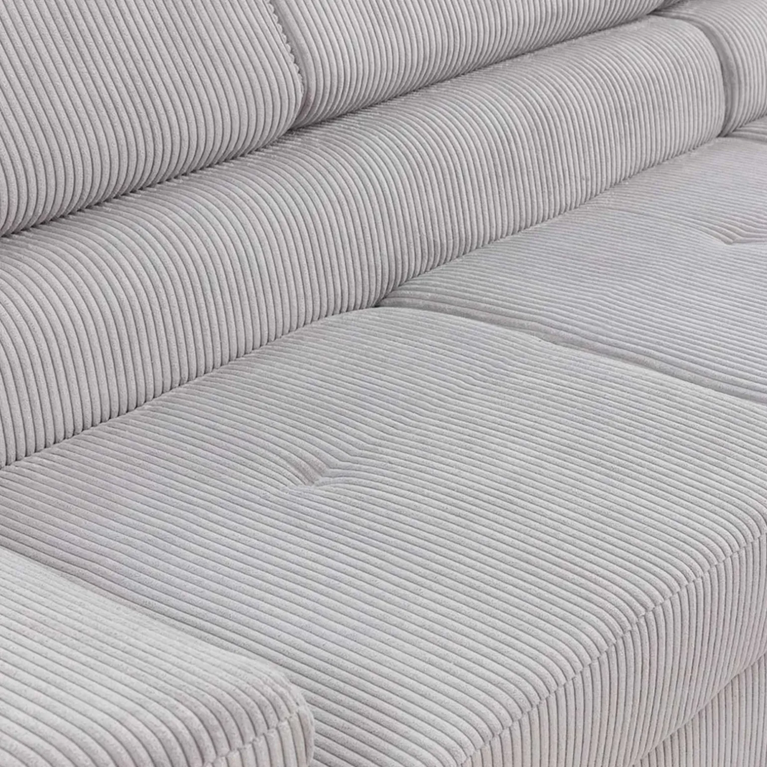 Divano letto angolare destra imbottito 274x203cm velluto a coste grigio Bormio