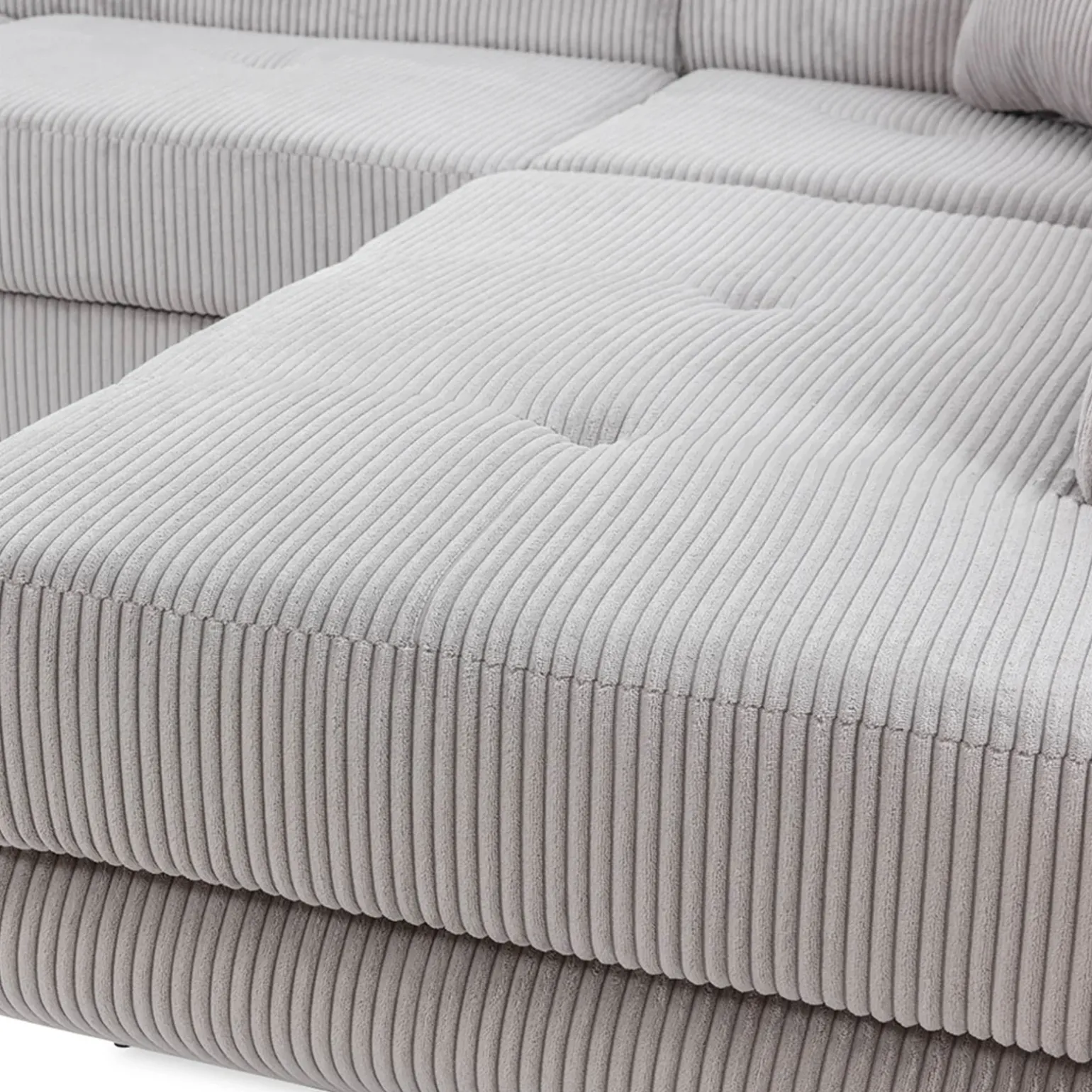 Divano letto angolare destra imbottito 274x203cm velluto a coste grigio Bormio