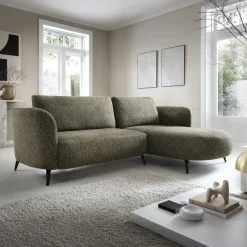 Divano letto angolare destra 3 posti 260x180cm tessuto bouclè verde Repose