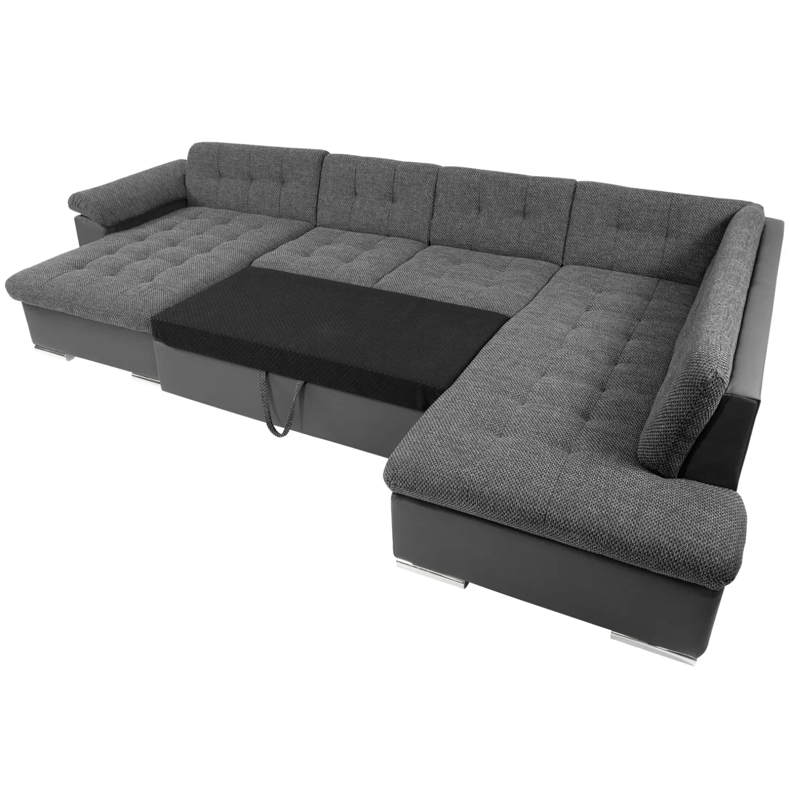 Divano letto angolare destra 5 posti 350x205cm grigio scuro Agliana
