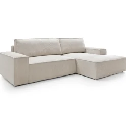 Divano letto angolare destro 3 posti 267x167cm velluto a coste beige Relaxion