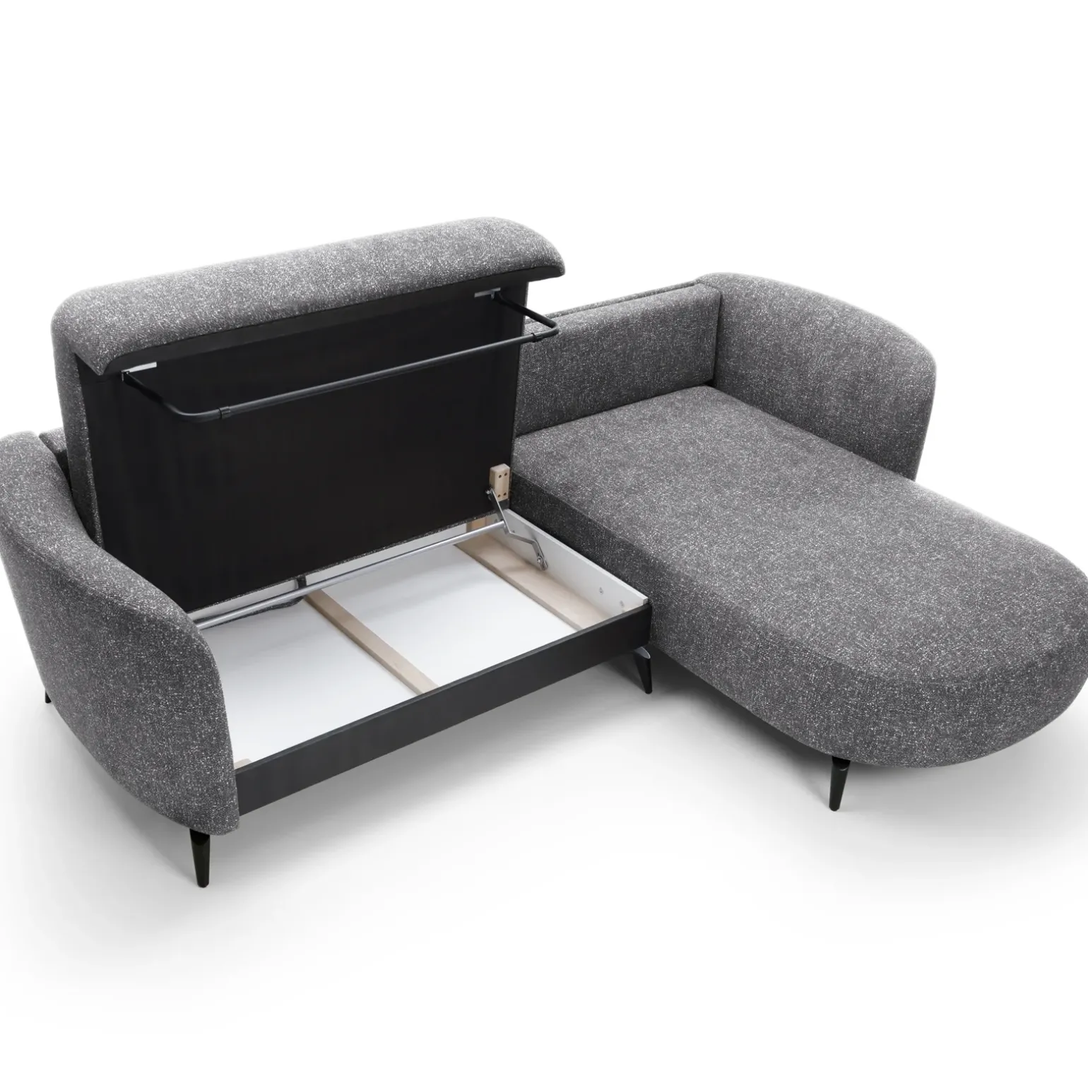 Divano letto angolare destra 3 posti 260x180cm tessuto bouclè grigio Repose