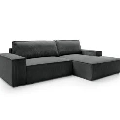 Divano letto angolare destra 3 posti 267x167cm velluto a coste antracite Relaxion