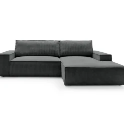 Divano letto angolare destra 3 posti 267x167cm velluto a coste antracite Relaxion