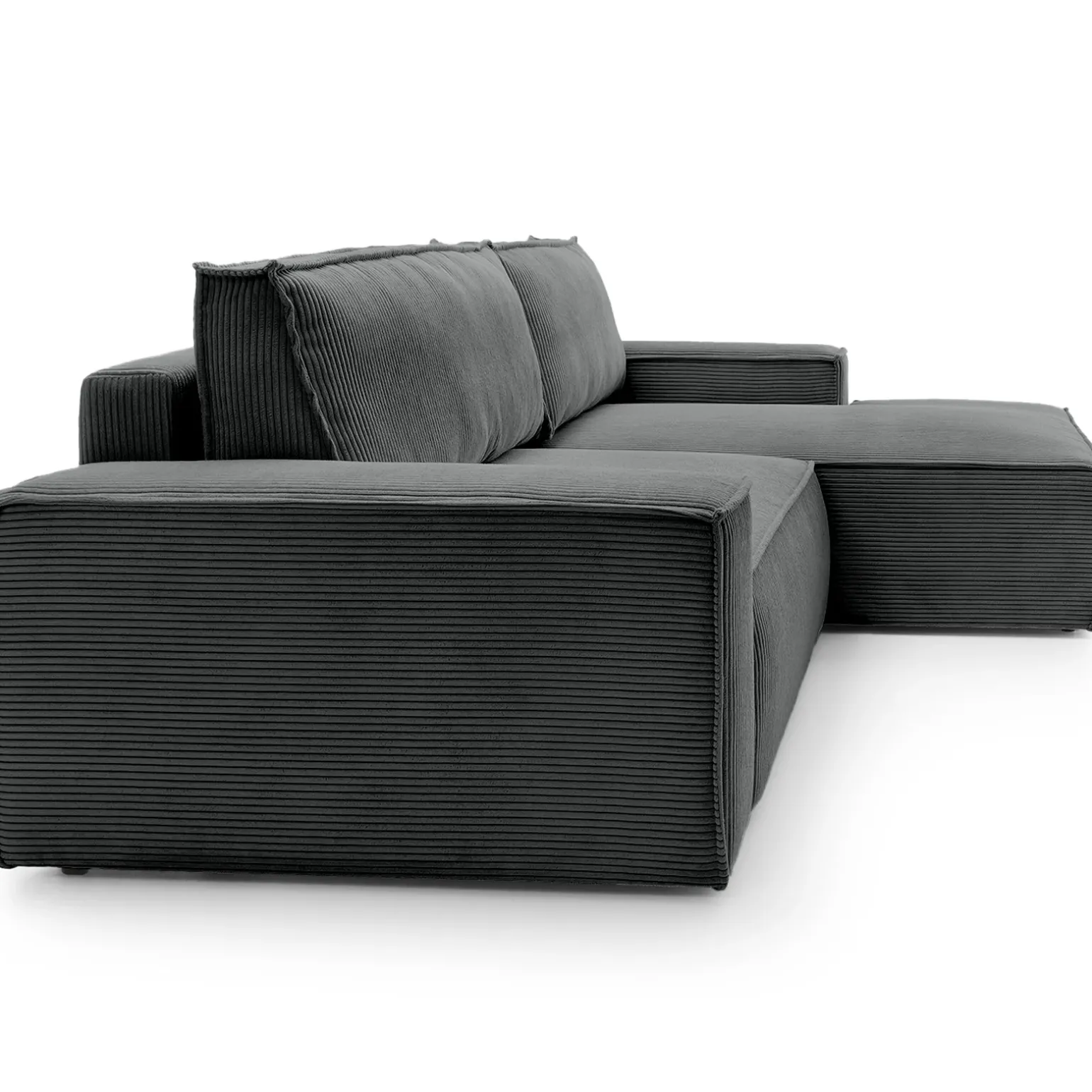 Divano letto angolare destra 3 posti 267x167cm velluto a coste antracite Relaxion