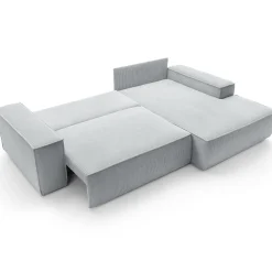 Divano letto angolare destra 3 posti 267x167cm velluto a coste grigio chiaro Relaxion