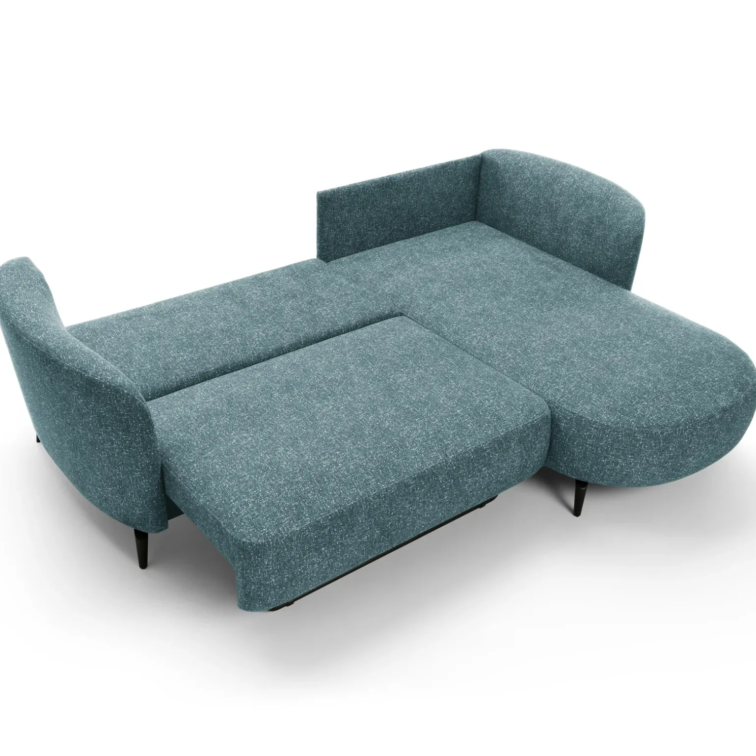 Divano letto angolare destra 3 posti 260x180cm tessuto bouclè azzurro Repose