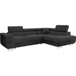 Divano letto angolare destra imbottito 274x203cm nero Bormio