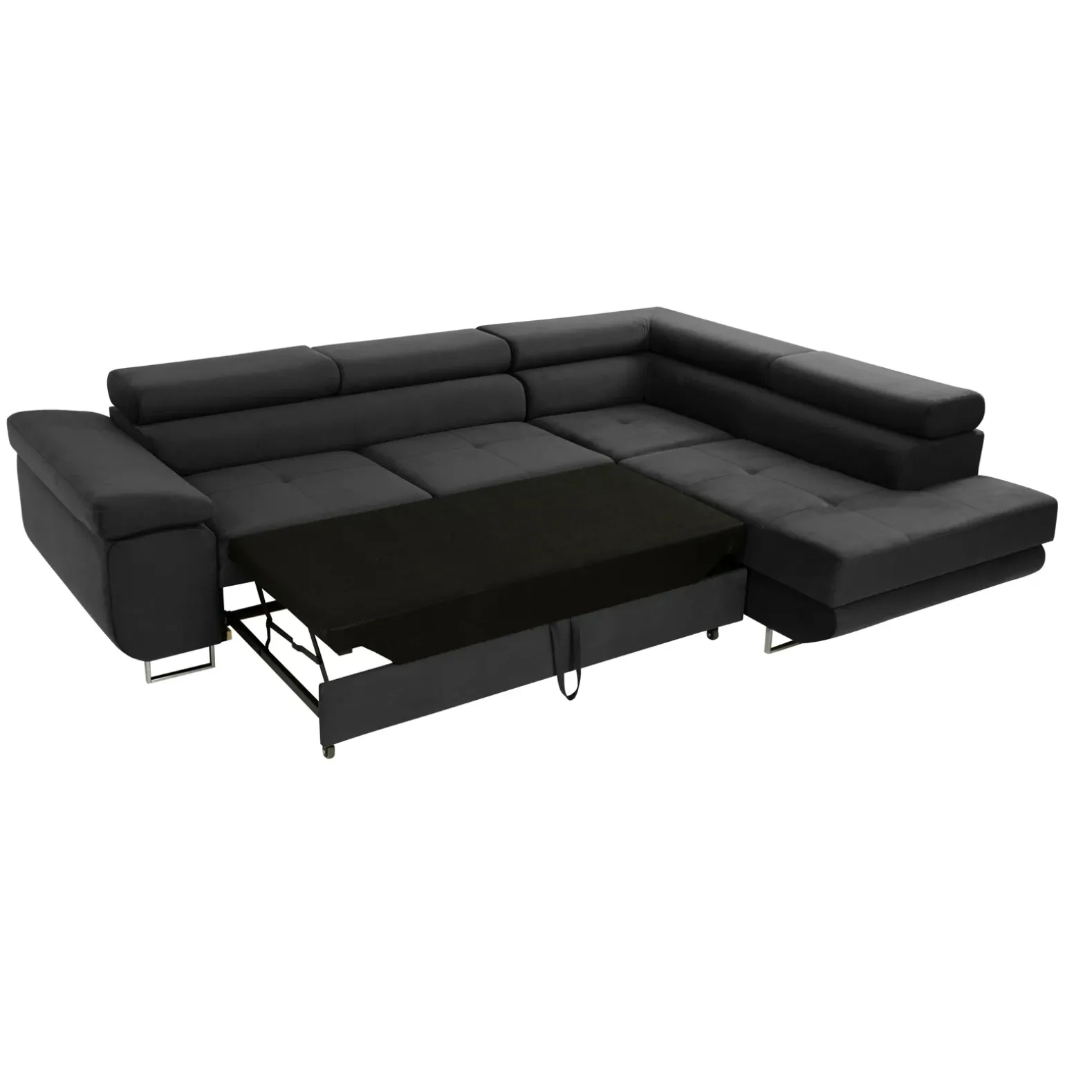 Divano letto angolare destra imbottito 274x203cm nero Bormio