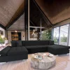Divano letto angolare moderno design 360x160cm nero Carpiano